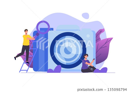 Photography courses or class, tutorials, workshops concept. Vector illustration 135098794