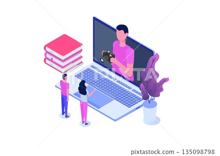 Photography courses or class, tutorials, workshops concept. Vector illustration Photography courses or class, tutorials, workshops concept. Vector illustration 135098798