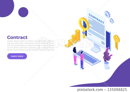 Preparation business contract concept. Vector illustration. Preparation business contract concept. Vector illustration. 135098825
