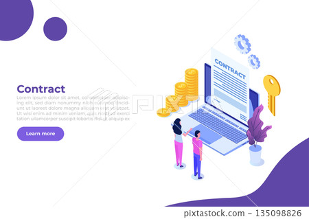 Preparation business contract concept. Vector illustration. 135098826