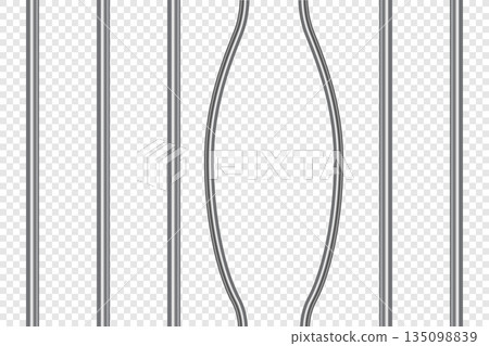 Prison broken bars realistic. Jail lattice or bars style on isolated background. Vector illustration. Prison broken bars realistic. Jail lattice or bars style on isolated background. Vector illustration. 135098839