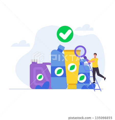 Product safety control. Vector illustration. 135098855