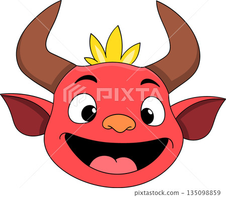 Cute Laughing Red Devil Cartoon Character Illustration 135098859