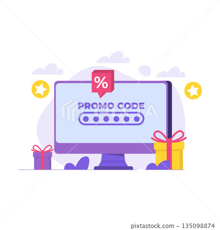 Promo code using concept. Vector illustration. Promo code using concept. Vector illustration. 135098874