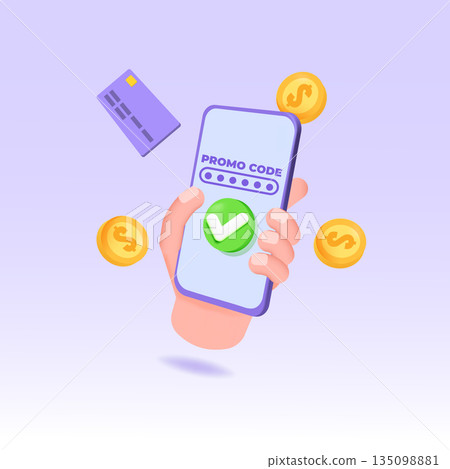 3d realistic Promo code using concept. Vector illustration. 135098881