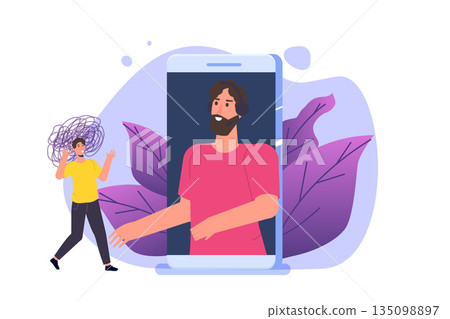 Psychological counseling assistance service concept. Vector illustration 135098897