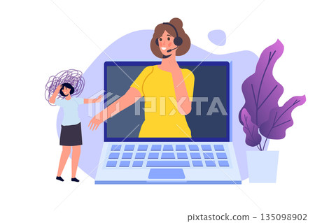 Psychological counseling assistance service concept. Vector illustration Psychological counseling assistance service concept. Vector illustration 135098902