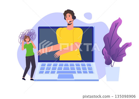 Psychological counseling assistance service concept. Vector illustration Psychological counseling assistance service concept. Vector illustration 135098906