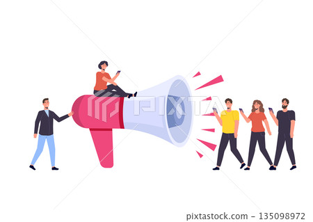 Referral marketing. Refer a friend  illustration concept. Can use for landing page, mobile app. 135098972