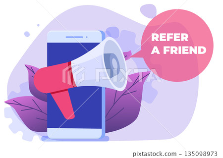 Referral marketing. Refer a friend vector illustration concept. Can use for landing page, mobile app. 135098973