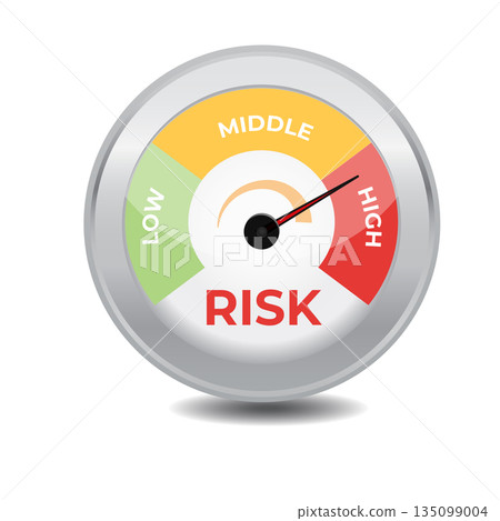 Risk meter icon concept. Vector illustration. Risk meter icon concept. Vector illustration. 135099004