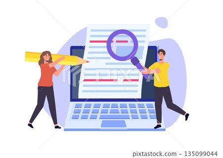 Content writer, Blogging, creative writing concept with character. Vector illustration. Content writer, Blogging, creative writing concept with character. Vector illustration. 135099044