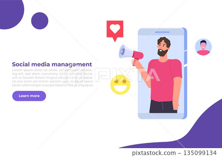 Content SMM manager strategy processes concept. Flat vector illustration. 135099134