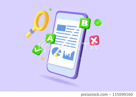 A-B comparison. Split testing 3d realistic vector illustration. 135099160