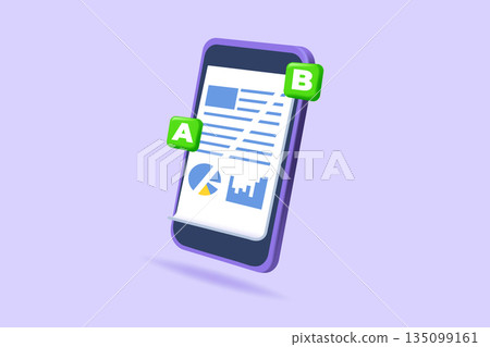 A-B comparison. Split testing 3d realistic vector illustration. 135099161