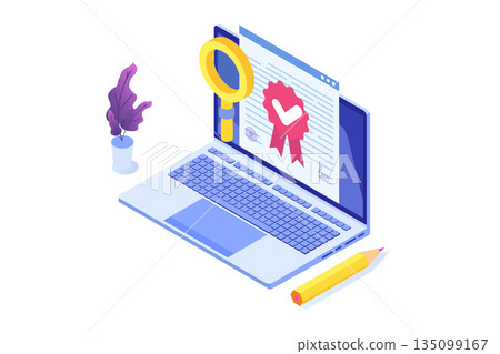 Stamping licensed icon. Certification license concept. Isometric Vector illustration. Stamping licensed icon. Certification license concept. Isometric Vector illustration. 135099167