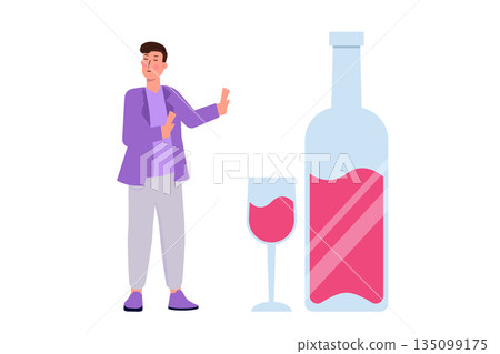 Healthy lifestyle and stop drinking concept. Vector illustration. 135099175
