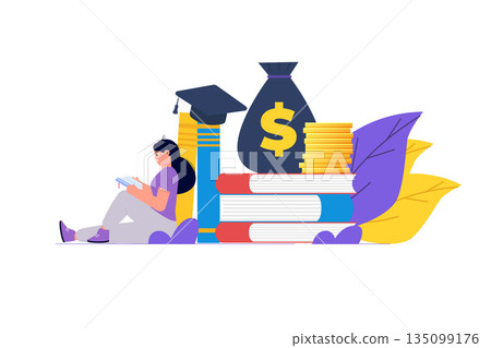 Education, student loan, university and tuition fee concept. Vector illustration. 135099176