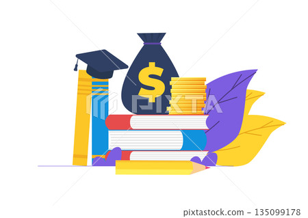 Education, student loan, university and tuition fee concept. Vector illustration. Education, student loan, university and tuition fee concept. Vector illustration. 135099178