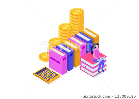 Education, student loan, university and tuition fee concept. Vector illustration. 135099180