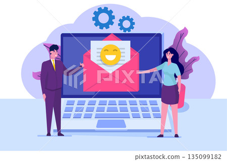 Email marketing, subscribe concept. Received newsletter. Vector  illustration 135099182
