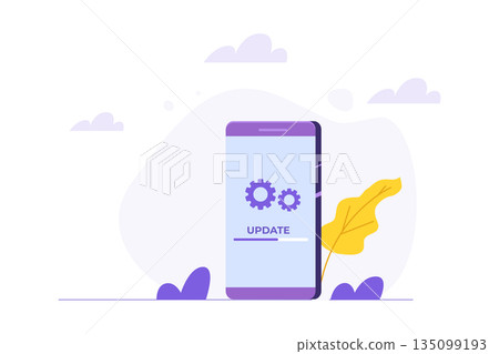System update flat style concept. Vector illustration can use for, landing page, template,web, mobile app, poster, banner. System update flat style concept. Vector illustration can use for, landing page, template,web, mobile app, poster, banner. 135099193