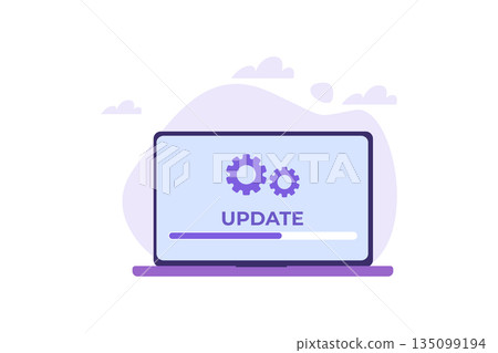 System update flat style concept. Vector illustration can use for, landing page, template,web, mobile app, poster, banner. System update flat style concept. Vector illustration can use for, landing page, template,web, mobile app, poster, banner. 135099194
