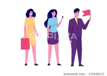 Teamleader or influencer character concept. Business leadership. Vector illustration in a flat style Teamleader or influencer character concept. Business leadership. Vector illustration in a flat style 135099215