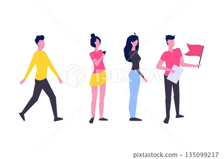 Teamleader or influencer character concept. Business leadership.  Vector illustration in a flat style 135099217