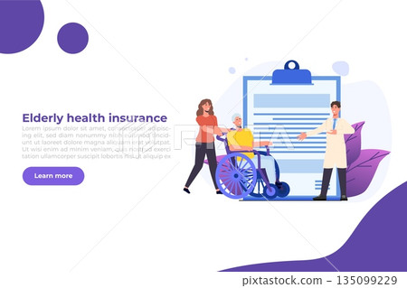 Elderly health insurance concept. Vector illustration in flat style. Elderly health insurance concept. Vector illustration in flat style. 135099229