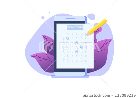 Online exam or testing, E-lerning,  Internet Quiz, Online education, test answer sheet concept. Vector illustration. 135099239