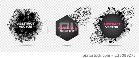Abstract hexagons hatter burst . Geometric texture background template isolated. Vector illustration. Abstract hexagons hatter burst . Geometric texture background template isolated. Vector illustration. 135099275