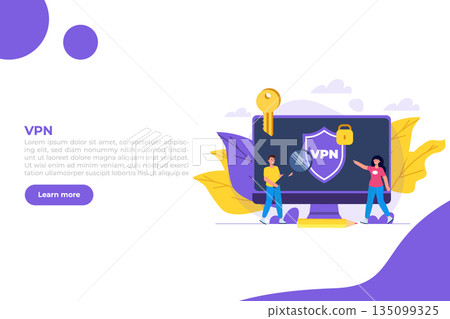 VPN, Virtual Private Network Mobile service concept. Protect personal data. Vector illustration VPN, Virtual Private Network Mobile service concept. Protect personal data. Vector illustration 135099325