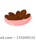 Flat dates in bowl illustration for packaging, Ramadan designs 135099532