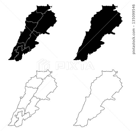 Lebanon Outline and Solid Fill Map Set. 135099546
