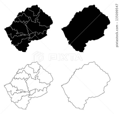 Lesotho Outline and Solid Fill Map Set. 135099547