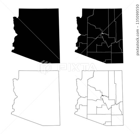 Arizona State Outline and Solid Fill Map Set. 135099550