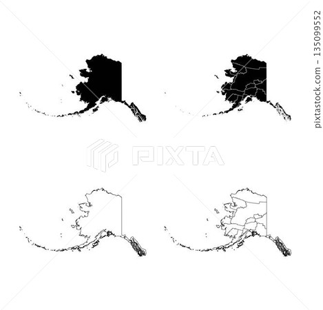 Alaska State Outline and Solid Fill Map Set. 135099552