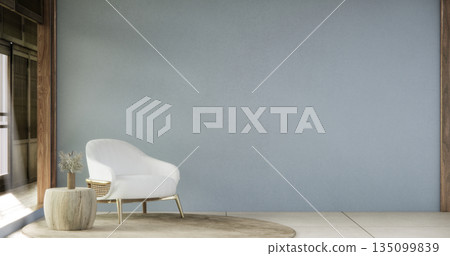 mock up room tropical with mini sofa and partition wall, room ties interior white tone.3D rendering mock up room tropical with mini sofa and partition wall, room ties interior white tone.3D rendering 135099839