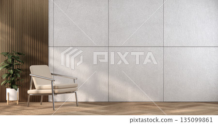 Mock up interior concept Empty room wood docoration wall on tiles floor. 3D illustration rendering Mock up interior concept Empty room wood docoration wall on tiles floor. 3D illustration rendering 135099861