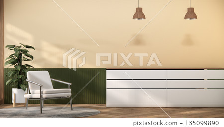 Minimalist Living Room contemporary style Interior Design have modern tropical and decoration. 3D rendering Minimalist Living Room contemporary style Interior Design have modern tropical and decoration. 3D rendering 135099890