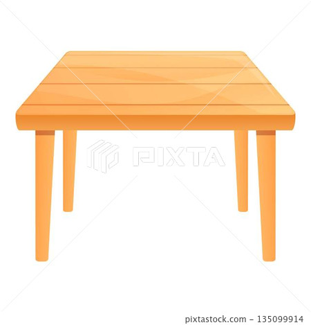Garden wood table icon, cartoon style Garden wood table icon, cartoon style 135099914