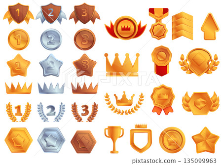 Ranking icons set, cartoon style 135099963