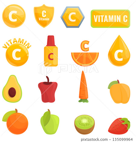 Vitamin c icon, cartoon style Vitamin c icon, cartoon style 135099964