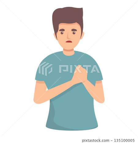 Boy heart sick icon cartoon vector. Pain disease Boy heart sick icon cartoon vector. Pain disease 135100005