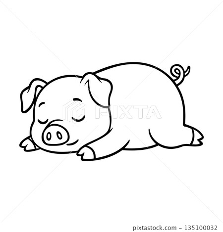 Line Sleepy Pig Illustration Character Vector Logo Template Line Sleepy Pig Illustration Character Vector Logo Template 135100032