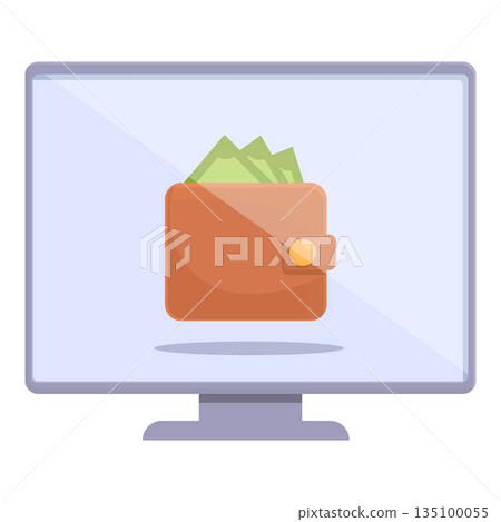 Online money wallet icon cartoon vector. Blog monetize Online money wallet icon cartoon vector. Blog monetize 135100055