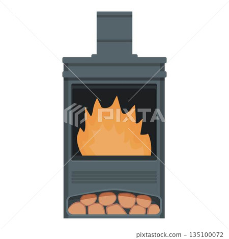 Home furnace icon cartoon vector. Burning fire 135100072