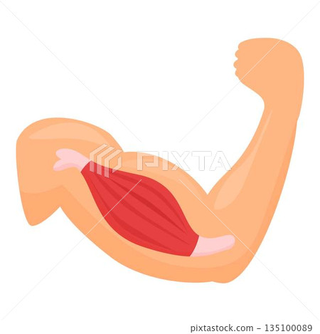 Flex strong muscle icon cartoon vector. Arm bicep 135100089