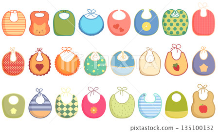 Bib icons set cartoon vector. Boy baby 135100132
